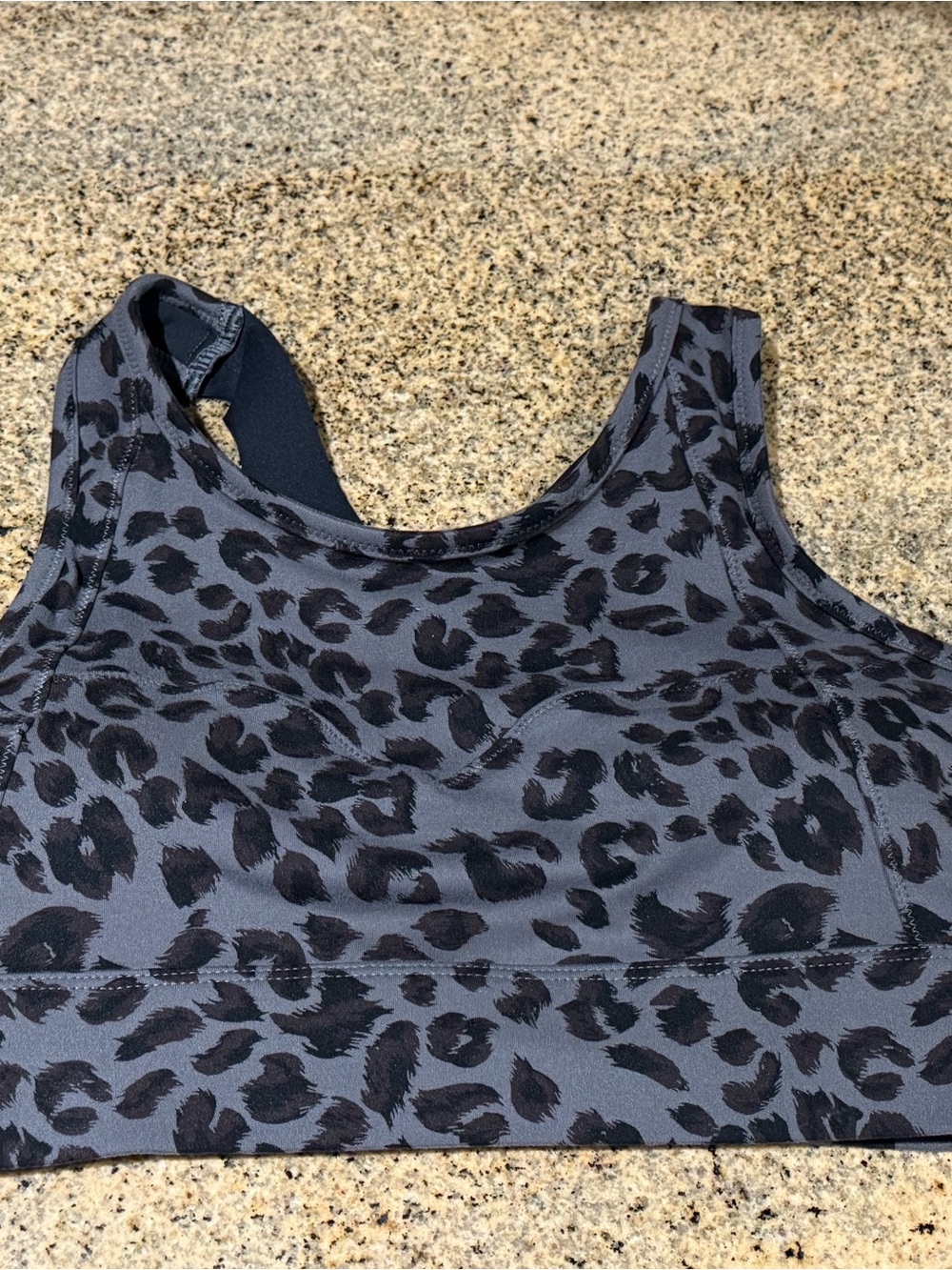 Varley Charcoal Black Leopard Print Sports Bra